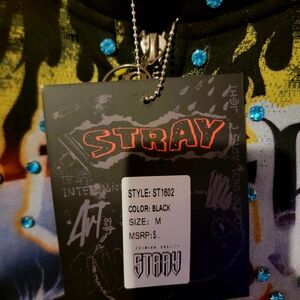 Stray Black Graphic Tank with Blue Rhinestones, Premiun Hoddie